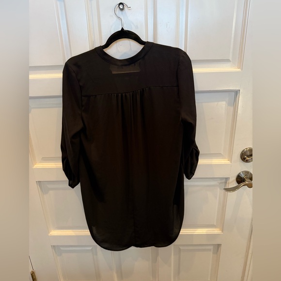 Lush Black Roll Tab Sleeve Henley Tunic Blouse Size Medium - Picture 8 of 8